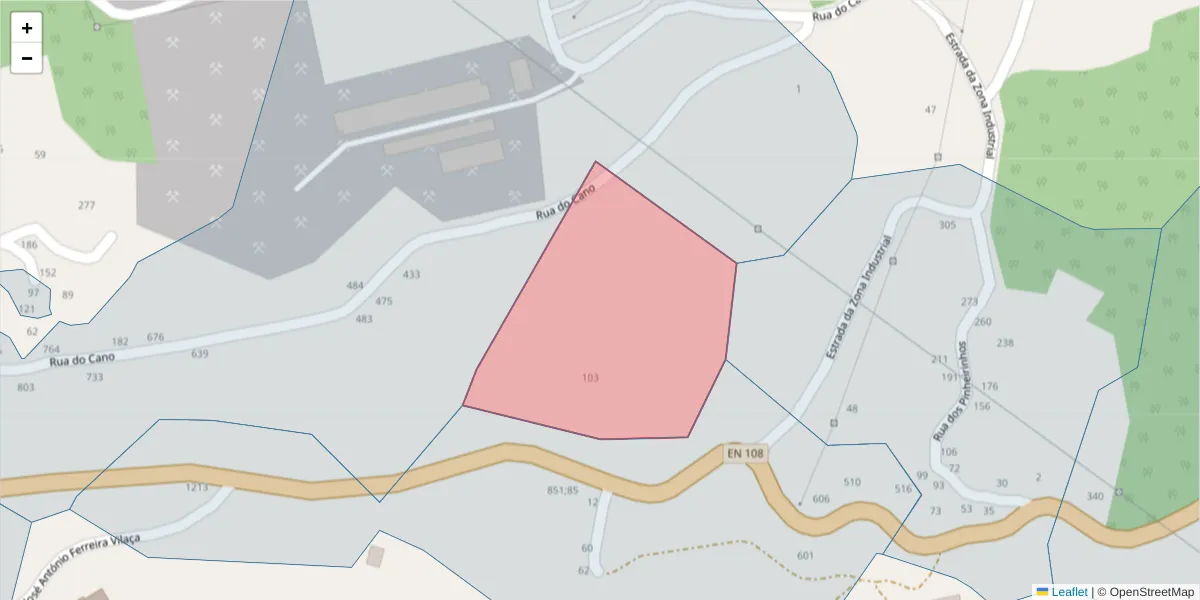 Mapa detalhado do código postal 4575-040 com limites, códigos postais vizinhos e agências dos correios
