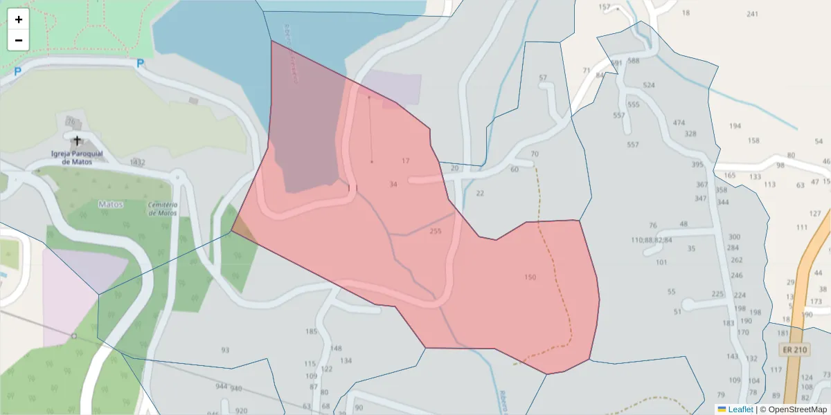 Mapa detalhado do código postal 4575-045 com limites, códigos postais vizinhos e agências dos correios