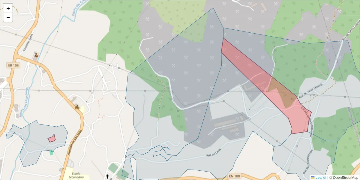 Mapa detalhado do código postal 4575-060 com limites, códigos postais vizinhos e agências dos correios