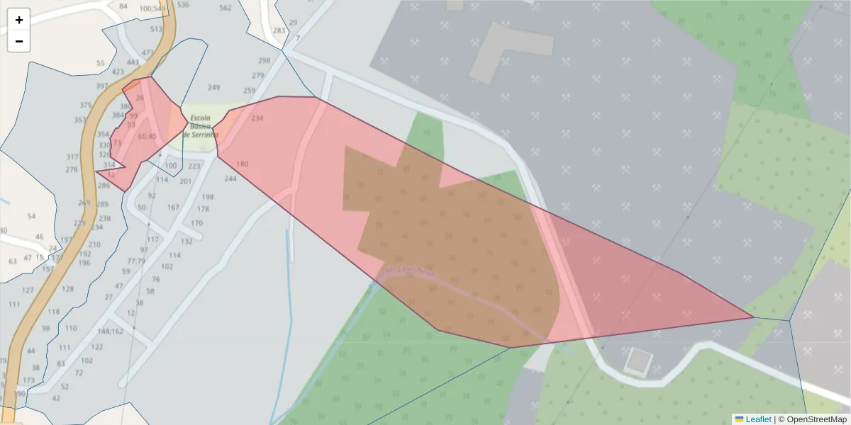 Mapa detalhado do código postal 4575-067 com limites, códigos postais vizinhos e agências dos correios