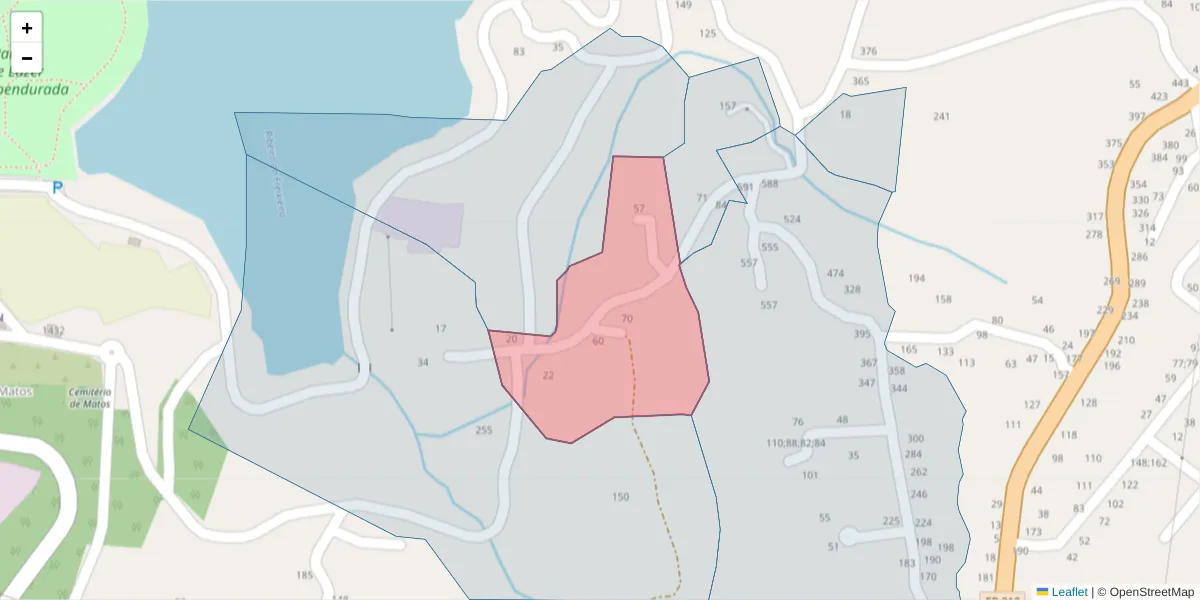 Mapa detalhado do código postal 4575-076 com limites, códigos postais vizinhos e agências dos correios