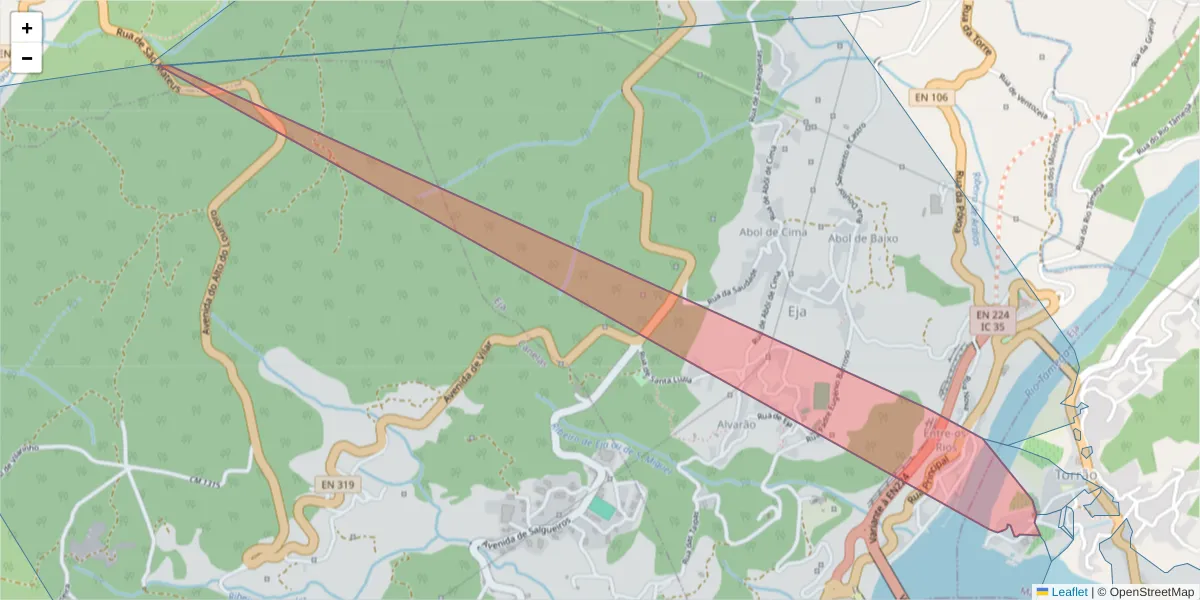 Mapa detalhado do código postal 4575-327 com limites, códigos postais vizinhos e agências dos correios