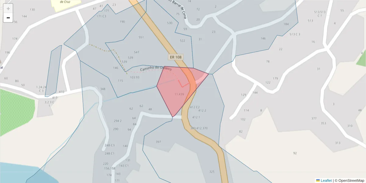 Mapa detalhado do código postal 4575-331;4575-339 com limites, códigos postais vizinhos e agências dos correios