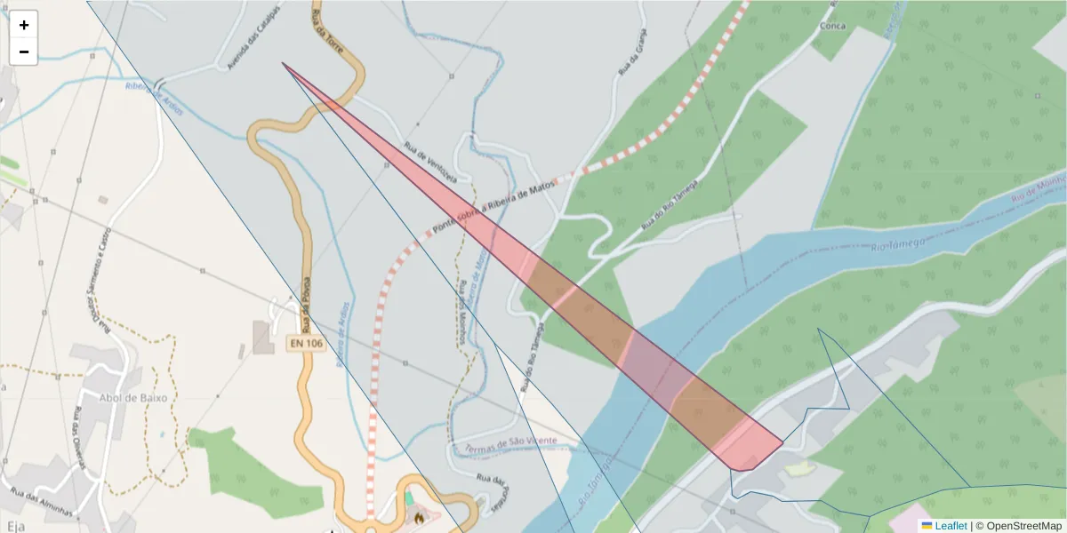 Mapa detalhado do código postal 4575-338 com limites, códigos postais vizinhos e agências dos correios