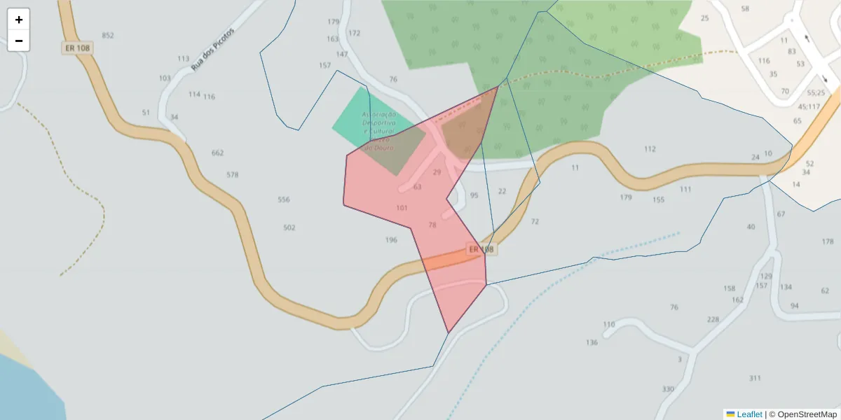 Mapa detalhado do código postal 4575-433 com limites, códigos postais vizinhos e agências dos correios