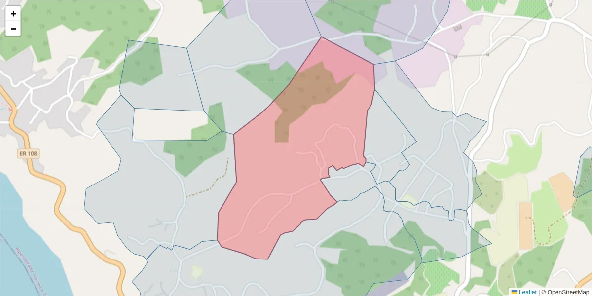 Mapa detalhado do código postal 4575-434 com limites, códigos postais vizinhos e agências dos correios