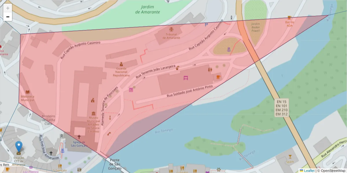 Mapa detalhado do código postal 4600-011 com limites, códigos postais vizinhos e agências dos correios