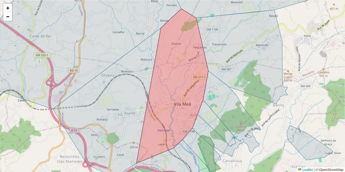 Mapa detalhado do código postal 4605-378 com limites, códigos postais vizinhos e agências dos correios
