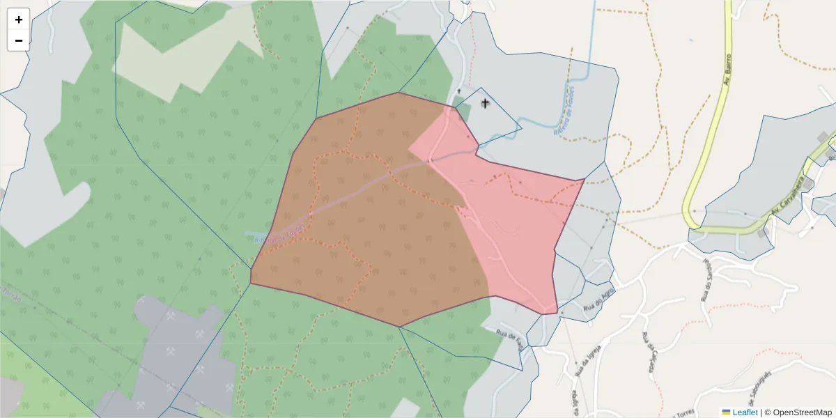 Mapa detalhado do código postal 4625-013 com limites, códigos postais vizinhos e agências dos correios