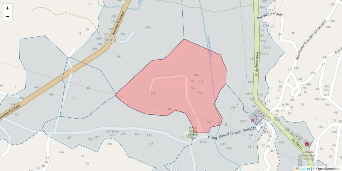 Mapa detalhado do código postal 4625-016 com limites, códigos postais vizinhos e agências dos correios