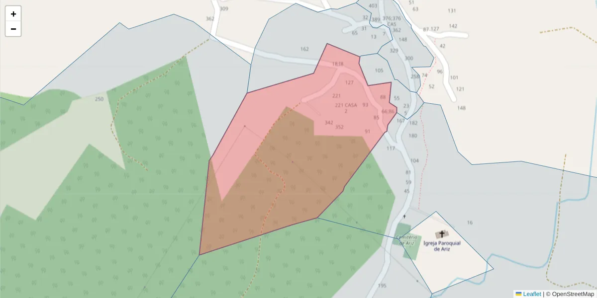 Mapa detalhado do código postal 4625-024 com limites, códigos postais vizinhos e agências dos correios