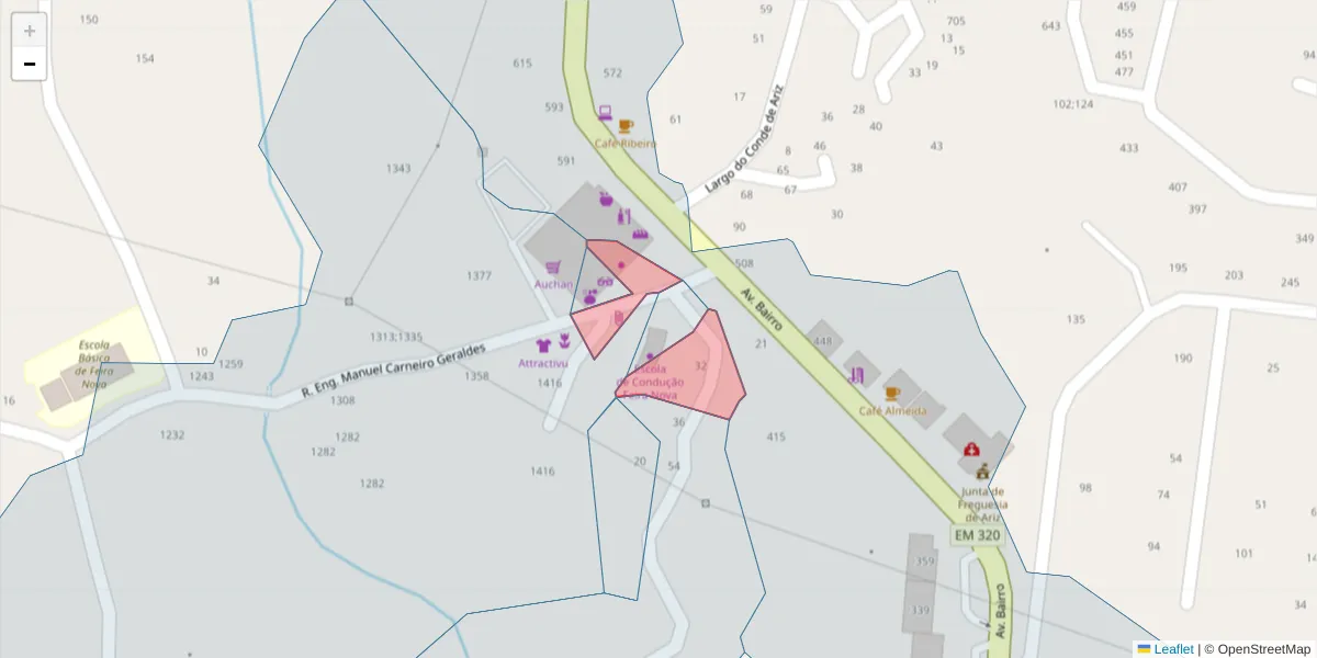 Mapa detalhado do código postal 4625-031 com limites, códigos postais vizinhos e agências dos correios