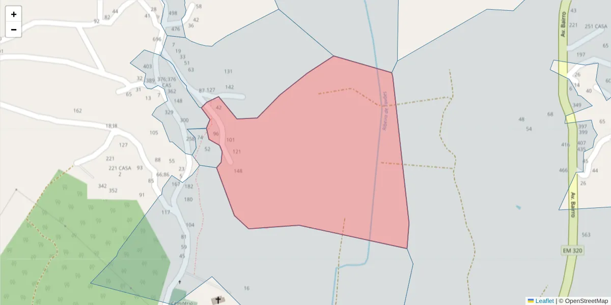 Mapa detalhado do código postal 4625-042 com limites, códigos postais vizinhos e agências dos correios