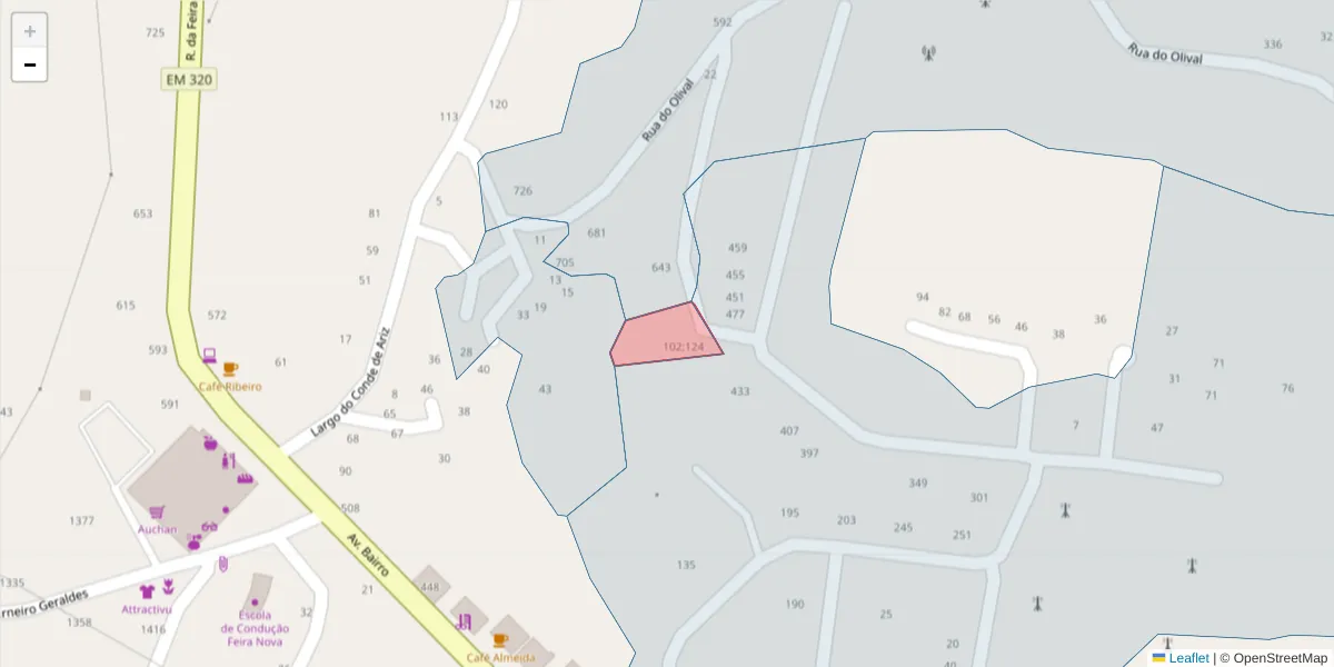 Mapa detalhado do código postal 4625-053 com limites, códigos postais vizinhos e agências dos correios