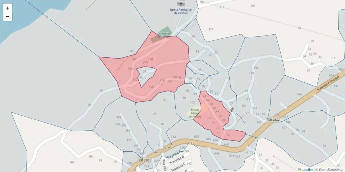 Mapa detalhado do código postal 4625-064 com limites, códigos postais vizinhos e agências dos correios