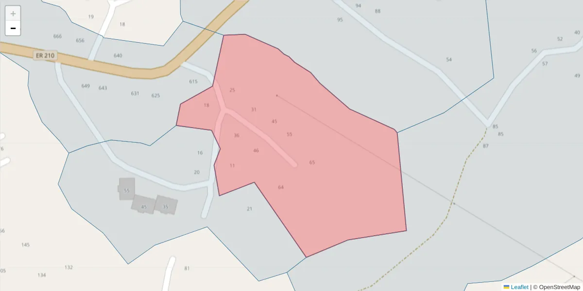 Mapa detalhado do código postal 4625-065 com limites, códigos postais vizinhos e agências dos correios
