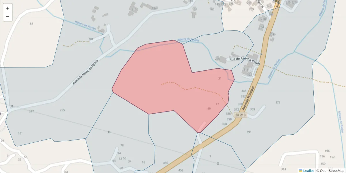 Mapa detalhado do código postal 4625-077 com limites, códigos postais vizinhos e agências dos correios