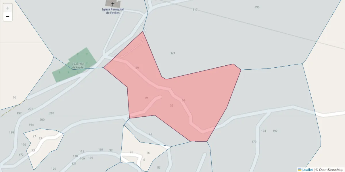 Mapa detalhado do código postal 4625-078 com limites, códigos postais vizinhos e agências dos correios