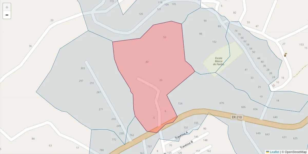 Mapa detalhado do código postal 4625-083 com limites, códigos postais vizinhos e agências dos correios
