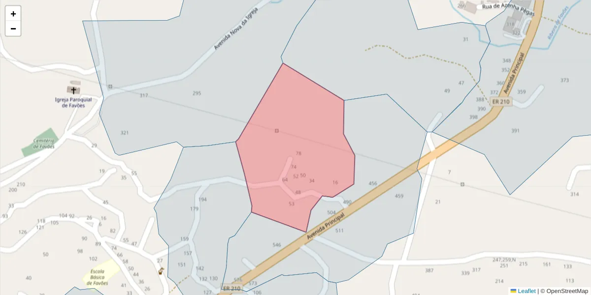 Mapa detalhado do código postal 4625-084 com limites, códigos postais vizinhos e agências dos correios