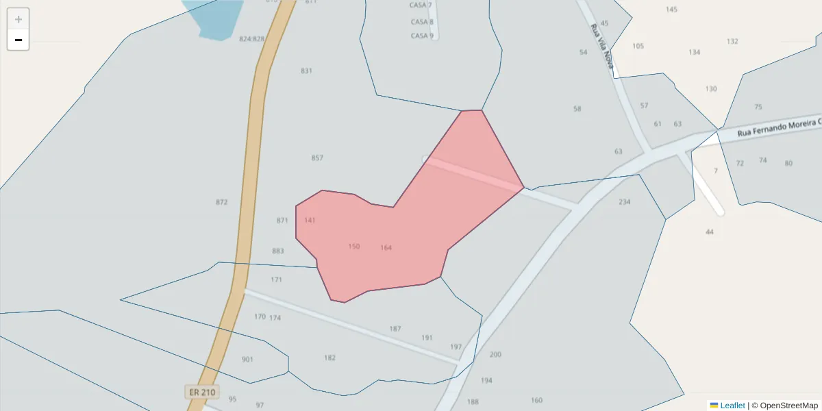Mapa detalhado do código postal 4625-085 com limites, códigos postais vizinhos e agências dos correios