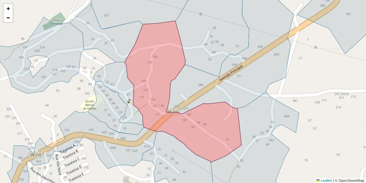 Mapa detalhado do código postal 4625-093 com limites, códigos postais vizinhos e agências dos correios
