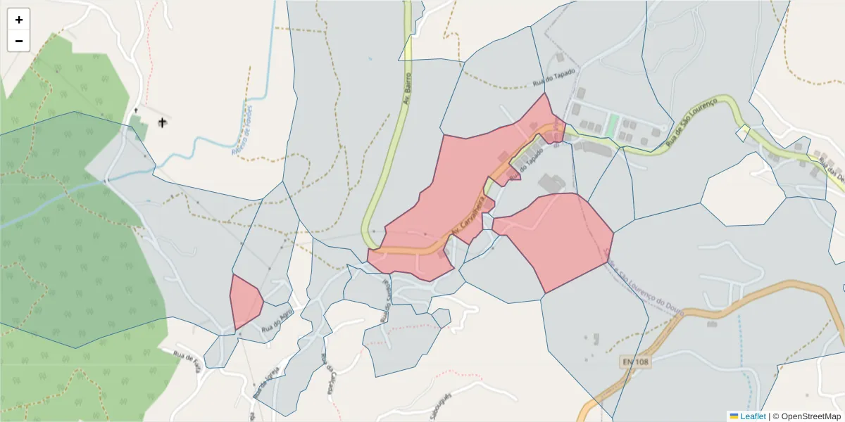 Mapa detalhado do código postal 4625-146 com limites, códigos postais vizinhos e agências dos correios