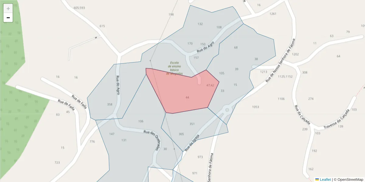 Mapa detalhado do código postal 4625-152 com limites, códigos postais vizinhos e agências dos correios