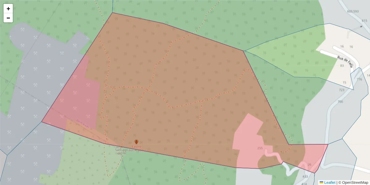 Mapa detalhado do código postal 4625-160 com limites, códigos postais vizinhos e agências dos correios
