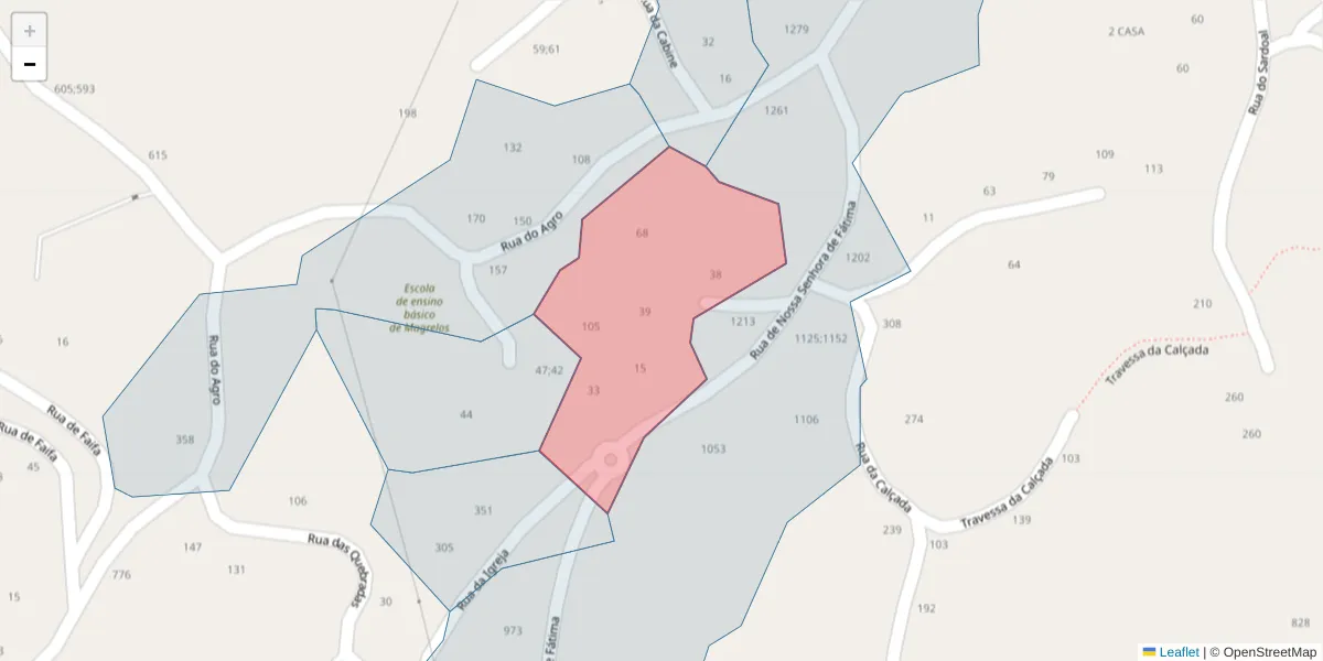 Mapa detalhado do código postal 4625-167 com limites, códigos postais vizinhos e agências dos correios
