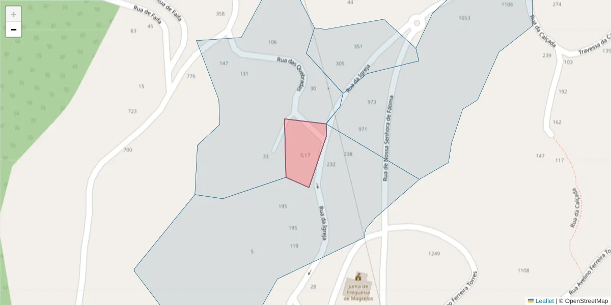Mapa detalhado do código postal 4625-169;4625-170 com limites, códigos postais vizinhos e agências dos correios