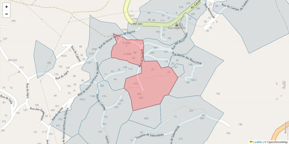 Mapa detalhado do código postal 4625-177 com limites, códigos postais vizinhos e agências dos correios