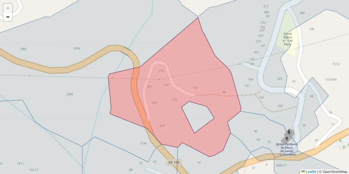 Mapa detalhado do código postal 4625-208 com limites, códigos postais vizinhos e agências dos correios