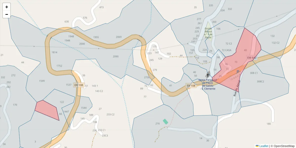 Mapa detalhado do código postal 4625-219 com limites, códigos postais vizinhos e agências dos correios