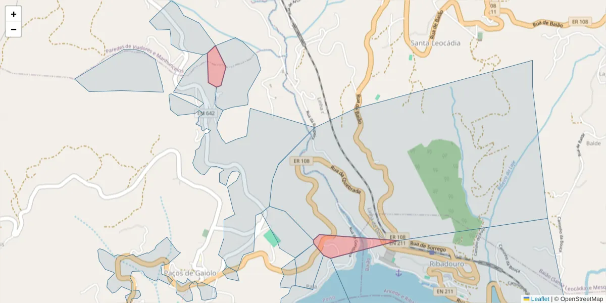 Mapa detalhado do código postal 4625-228 com limites, códigos postais vizinhos e agências dos correios