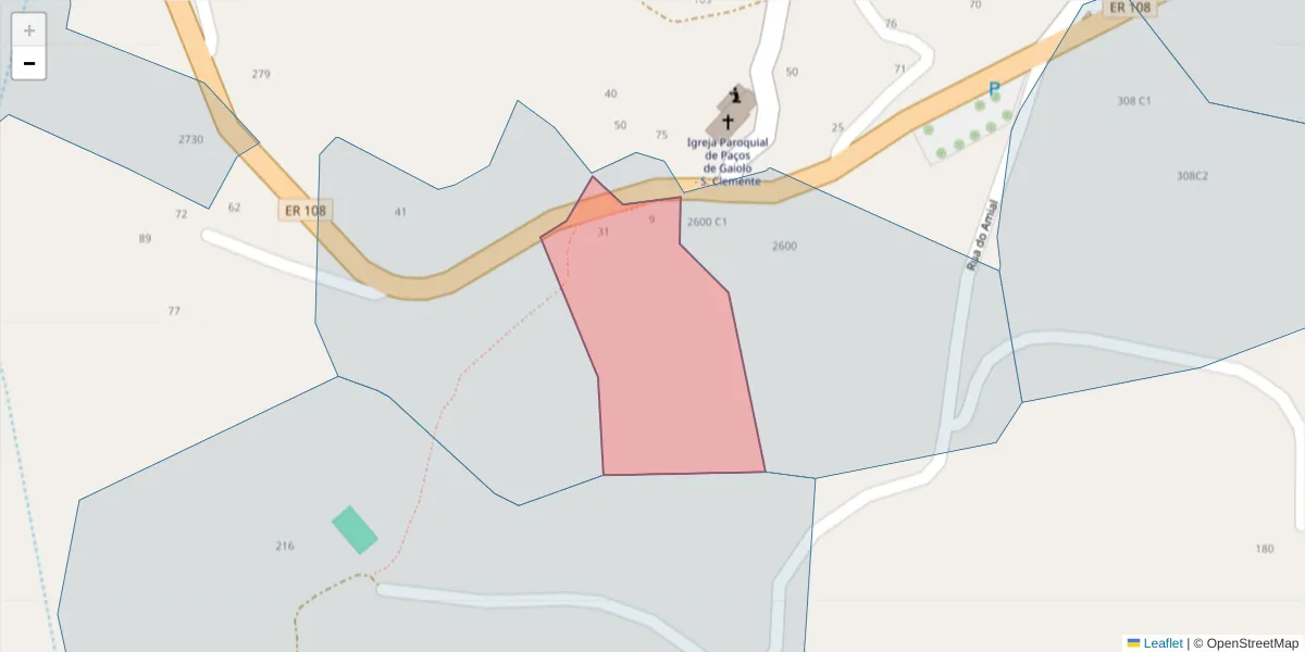 Mapa detalhado do código postal 4625-245 com limites, códigos postais vizinhos e agências dos correios