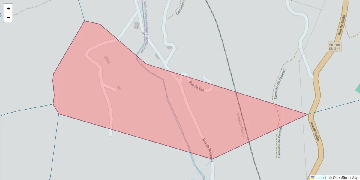 Mapa detalhado do código postal 4625-262 com limites, códigos postais vizinhos e agências dos correios