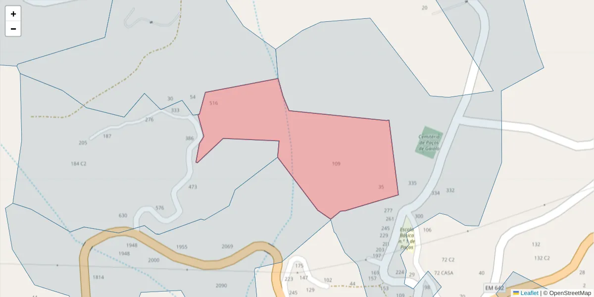 Mapa detalhado do código postal 4625-270 com limites, códigos postais vizinhos e agências dos correios