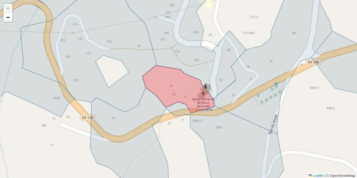 Mapa detalhado do código postal 4625-282 com limites, códigos postais vizinhos e agências dos correios