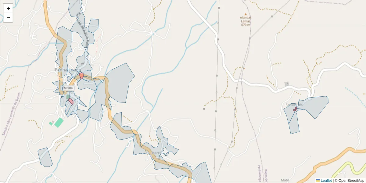 Mapa detalhado do código postal 4625-286 com limites, códigos postais vizinhos e agências dos correios