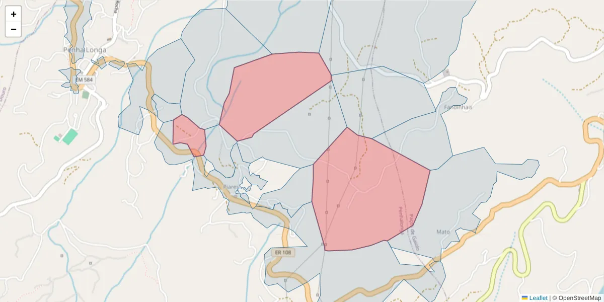 Mapa detalhado do código postal 4625-300 com limites, códigos postais vizinhos e agências dos correios