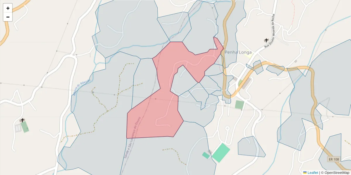 Mapa detalhado do código postal 4625-316 com limites, códigos postais vizinhos e agências dos correios