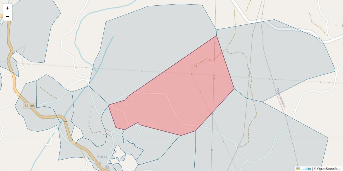 Mapa detalhado do código postal 4625-324 com limites, códigos postais vizinhos e agências dos correios