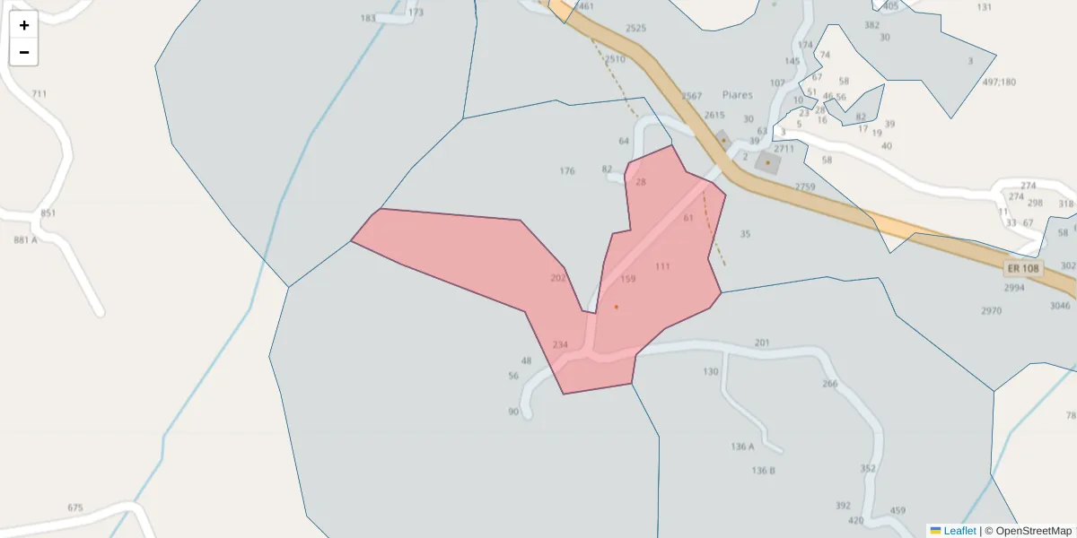 Mapa detalhado do código postal 4625-336 com limites, códigos postais vizinhos e agências dos correios