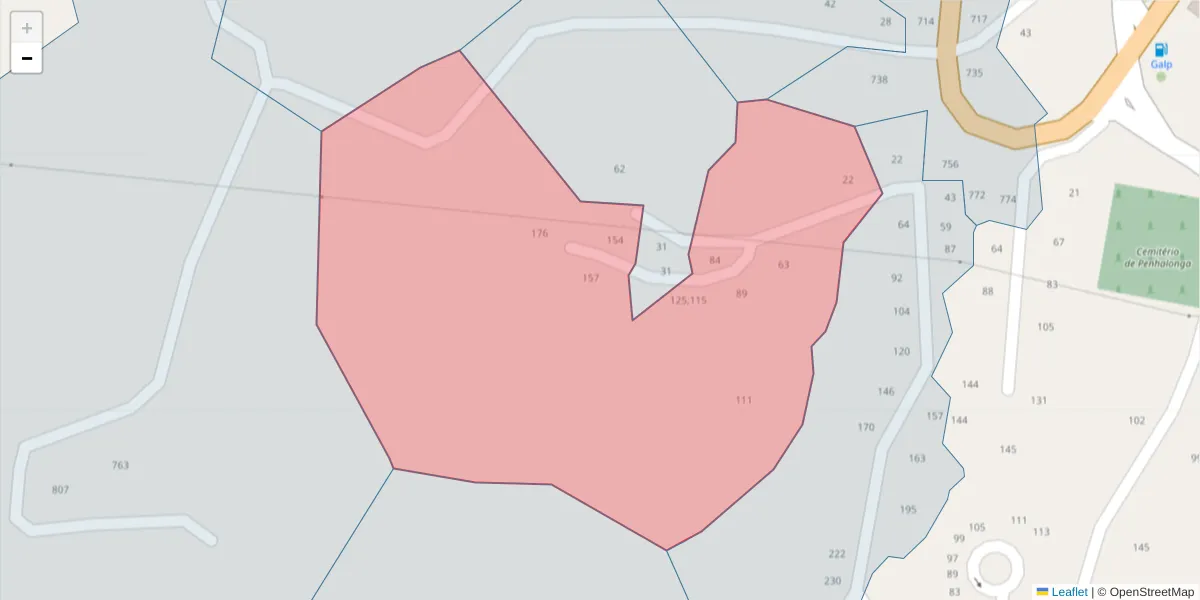 Mapa detalhado do código postal 4625-347 com limites, códigos postais vizinhos e agências dos correios