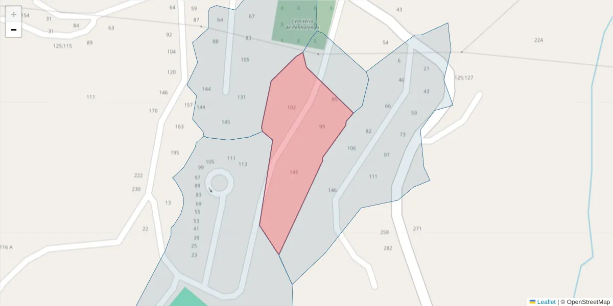 Mapa detalhado do código postal 4625-348 com limites, códigos postais vizinhos e agências dos correios