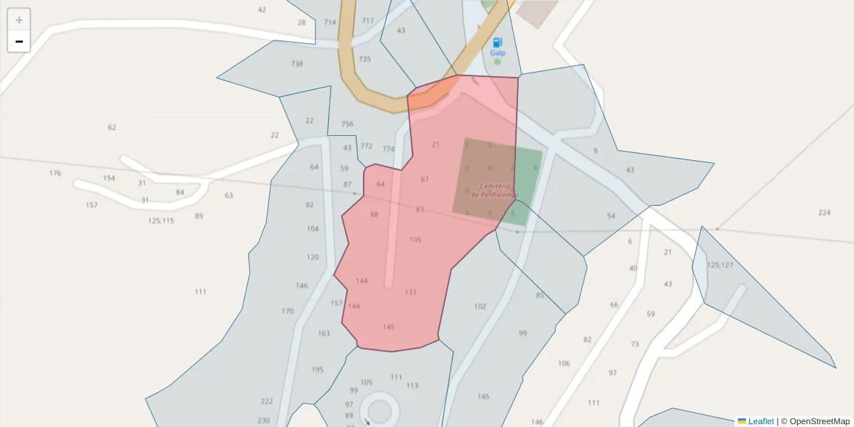 Mapa detalhado do código postal 4625-351 com limites, códigos postais vizinhos e agências dos correios
