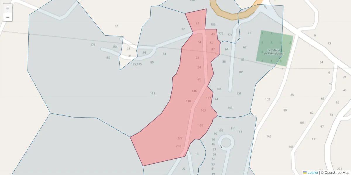 Mapa detalhado do código postal 4625-352 com limites, códigos postais vizinhos e agências dos correios