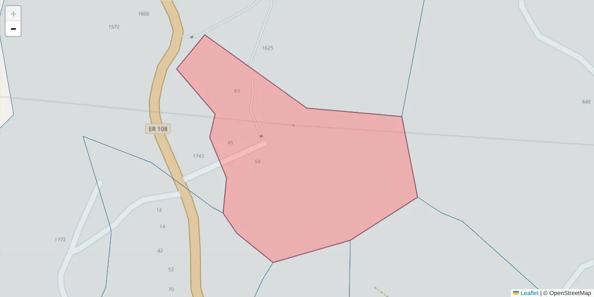 Mapa detalhado do código postal 4625-369 com limites, códigos postais vizinhos e agências dos correios