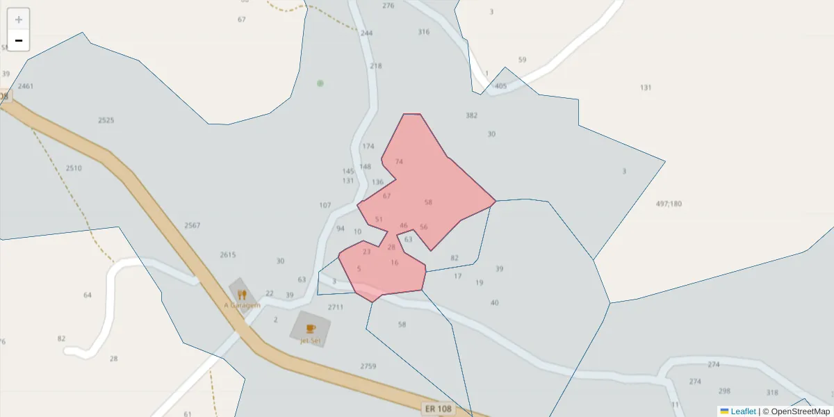 Mapa detalhado do código postal 4625-370 com limites, códigos postais vizinhos e agências dos correios